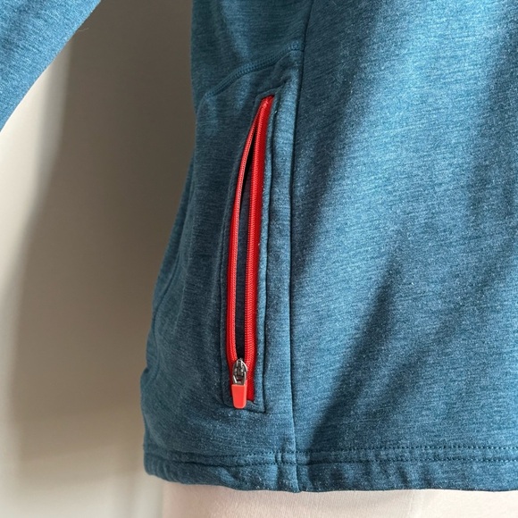 Kari Traa Blue and Red-Orange Fleece Mid Layer Quarter-zip Top, XL - Picture 4 of 12